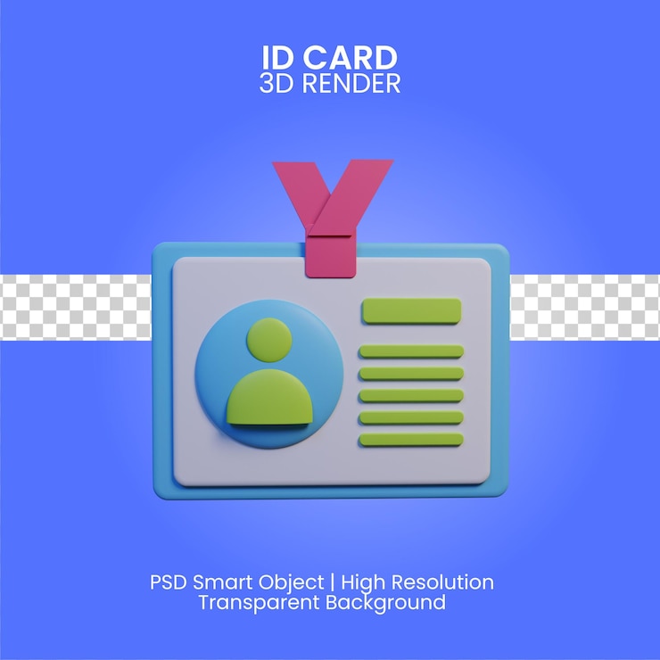 PSD id-karte 3d-render-illustration isoliert