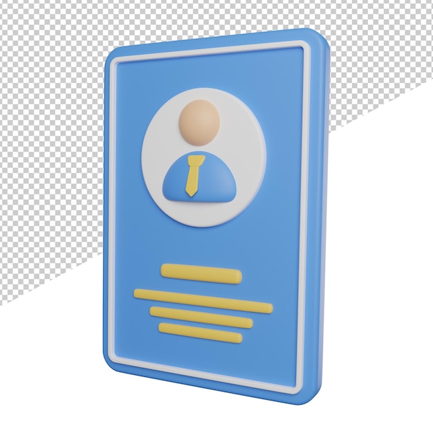 Id-karte oder namensschild seitenansicht 3d-rendering illustration symbol mit transparentem hintergrund