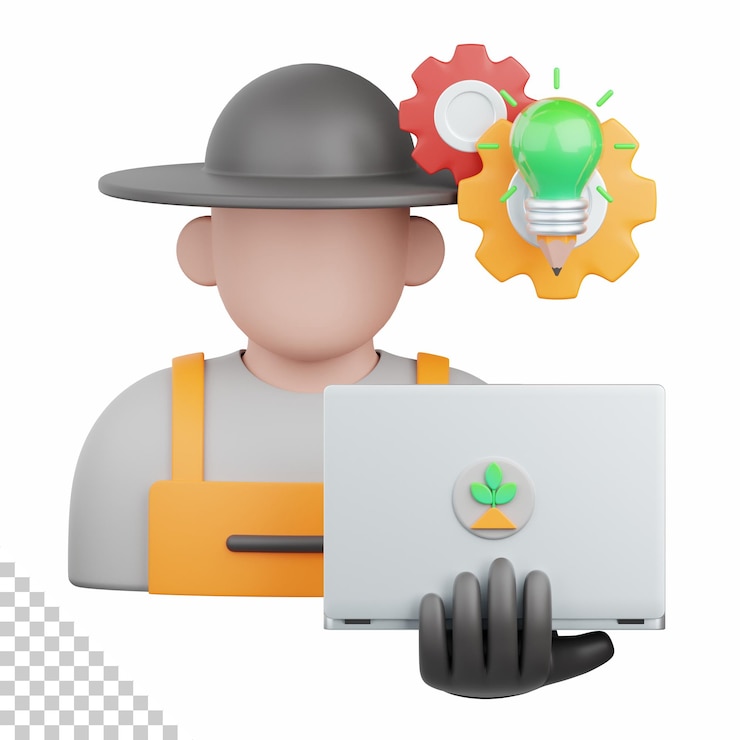 PSD idea agrícola de renderizado 3d aislada útil para tecnología agrícola, granja inteligente e innovación
