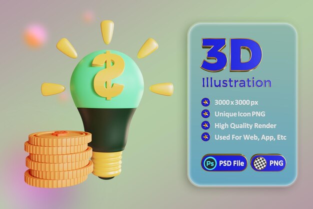 Idea bombilla 3d icono png