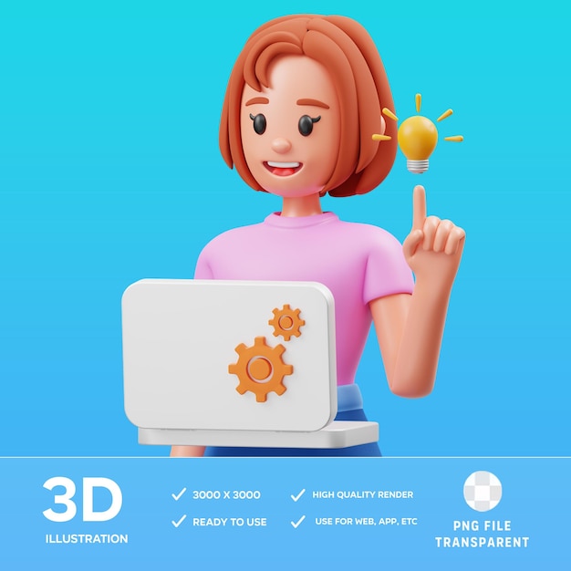 Idea de desarrollo web PSD Ilustración 3D