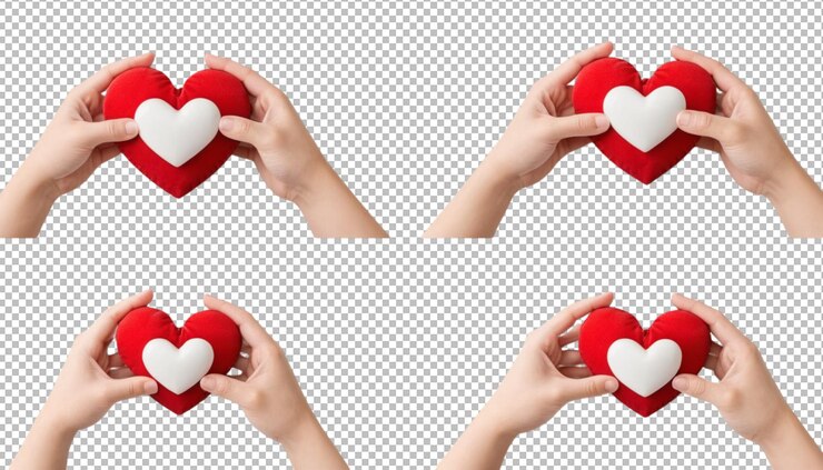 PSD la idea del emblema de apoyo del corazón con la mano