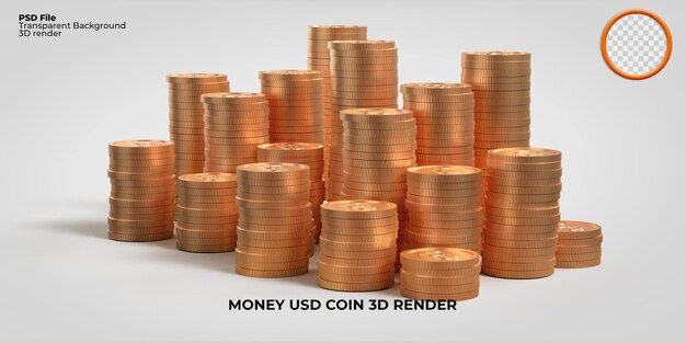 idea ilustración de monedas de oro concepto 3D moneda moneda realista transparente