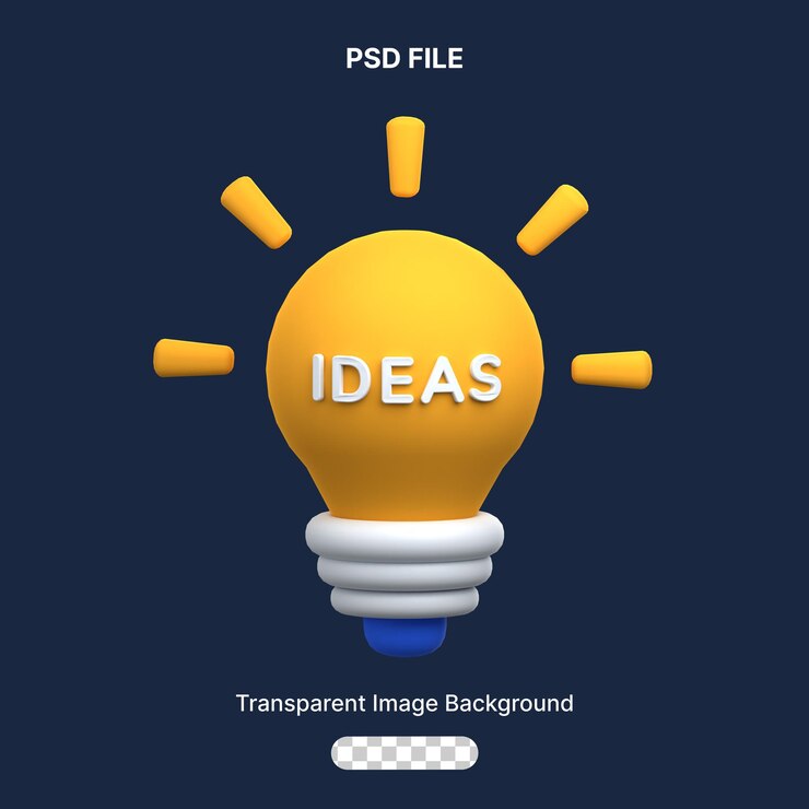 Idea de lámpara de icono 3d PSD aislada en el fondo transparente