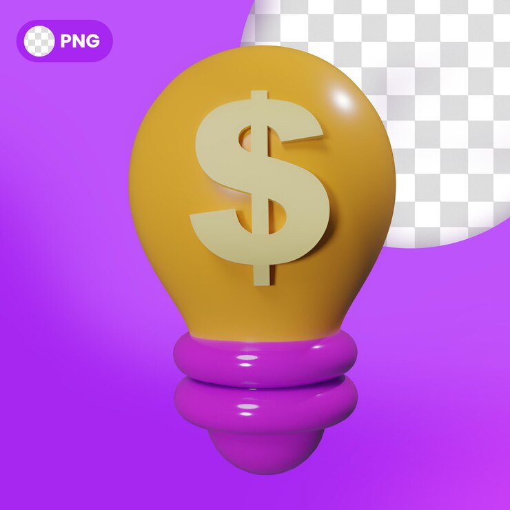 Idea de luz de bombilla de inversión PSD ilustraciones de negocios de renderizado 3d