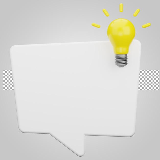 Idea de negocio con chat de burbujas de creatividad sobre fondo transparente Ilustración 3D