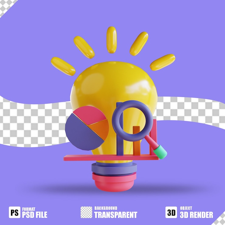 PSD ideas de ilustración 3d y análisis de datos 3 adecuados para empresas