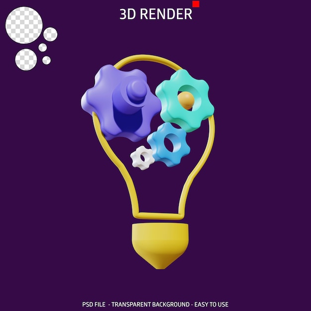 Idéia de engrenagem de ícone de renderização 3D 5