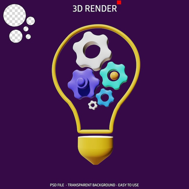 Idéia de engrenagem de ícone de renderização 3D 6
