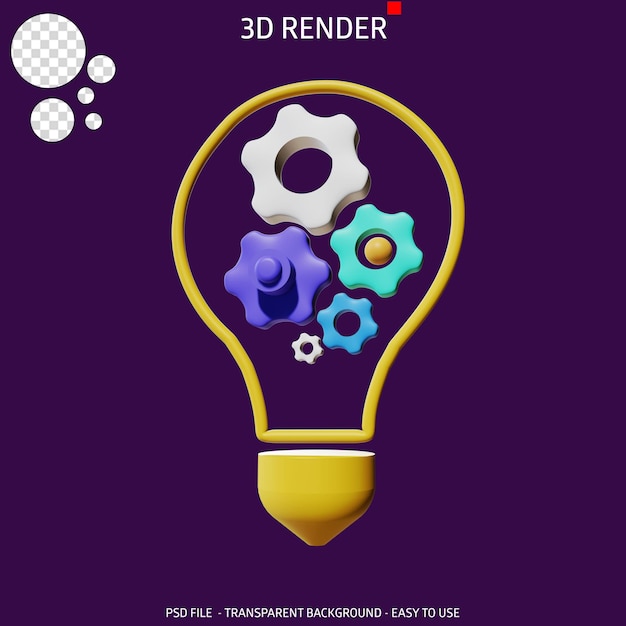 PSD idéia de engrenagem de ícone de renderização 3d 6