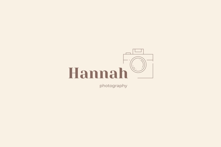 PSD identificación de la marca de la cámara de vídeo foto retro minimalista lugar para el logotipo de arte de línea de texto