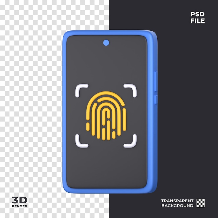 PSD identificazione delle impronte digitali icona 3d perfetta per il tema della sicurezza informatica