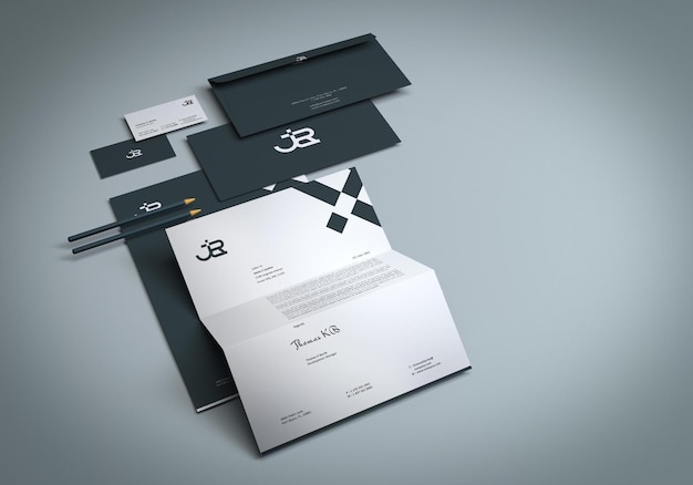 Identitäts-branding-briefpapier-mockup-design