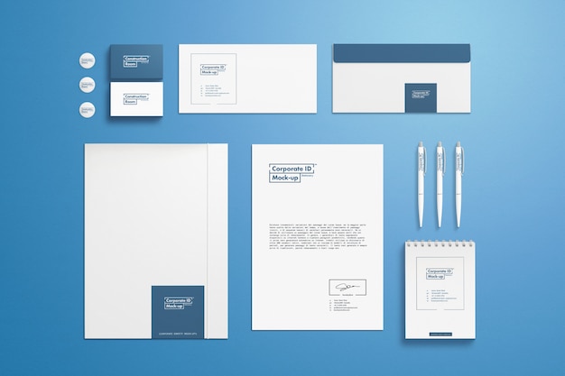 Identity Stationery Celar Mock-up set, vista dall'alto