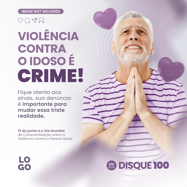 PSD idoso com implorando por socorro campanha junho violeta