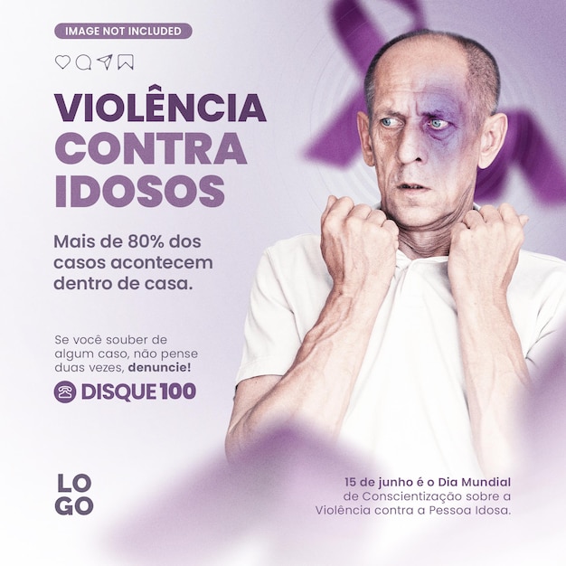 Idoso com o olho roxo por causa de agressoes campanha junho violeta