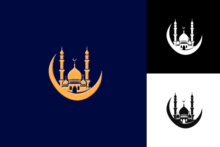 PSD idul fitri con icono de logotipo con una imagen estilizada de un diseño vectorial abstracto inspirado en la cultura mo