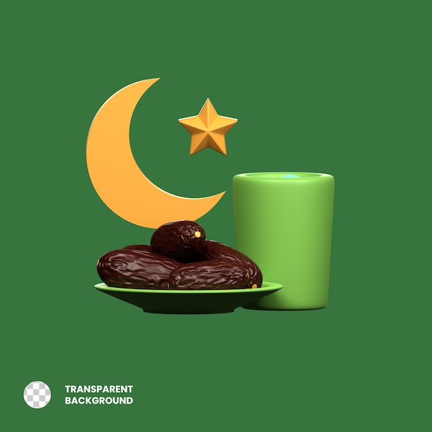 PSD iftar 3d-symbol isoliert auf durchsichtigem hintergrund