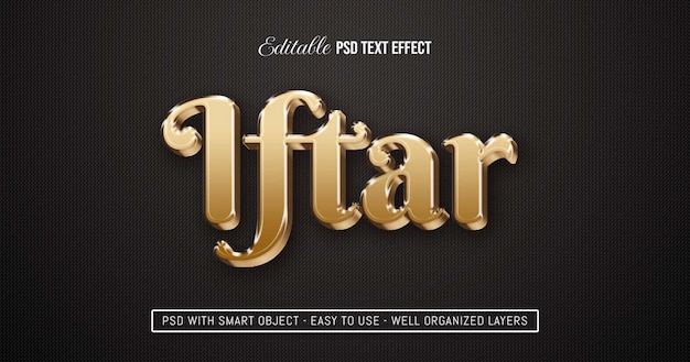 Iftar-text editierbarer texteffekt im 3d-stil