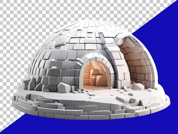 PSD igloo 3d sobre un fondo transparente