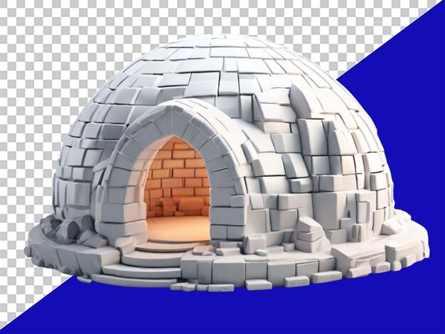 PSD igloo 3d sobre un fondo transparente