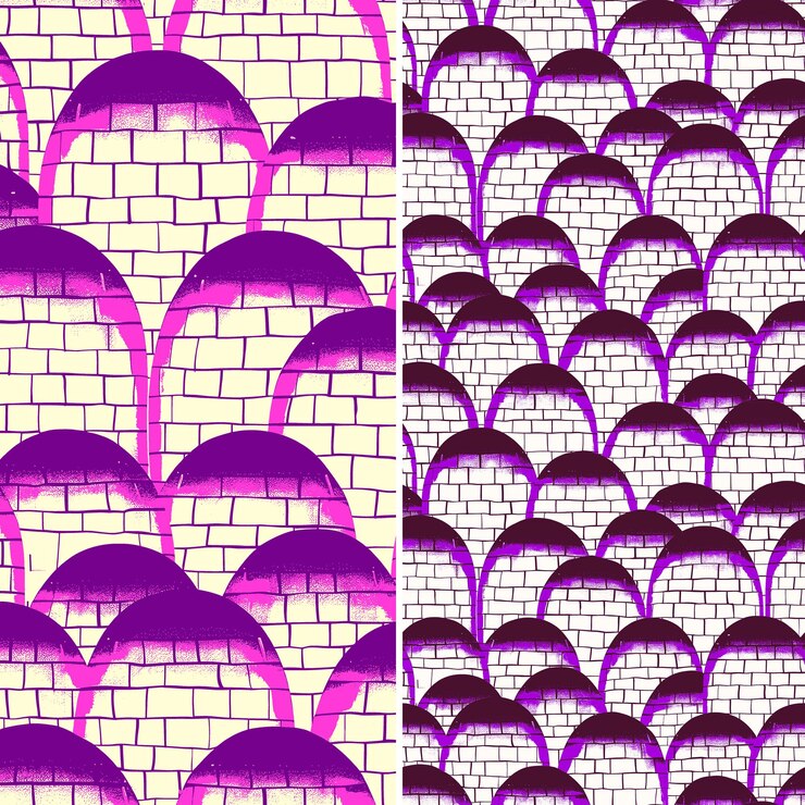 PSD iglus cautivadores con siluetas de ladrillo y diseños de patrones vectoriales de ilustración de diseño gradiente
