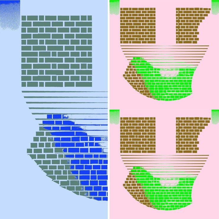PSD iglus cautivadores con siluetas de ladrillo y diseños de patrones vectoriales de ilustración de diseño gradiente
