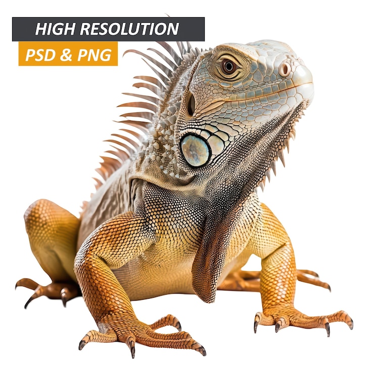 PSD iguana verde isolada em fundo branco