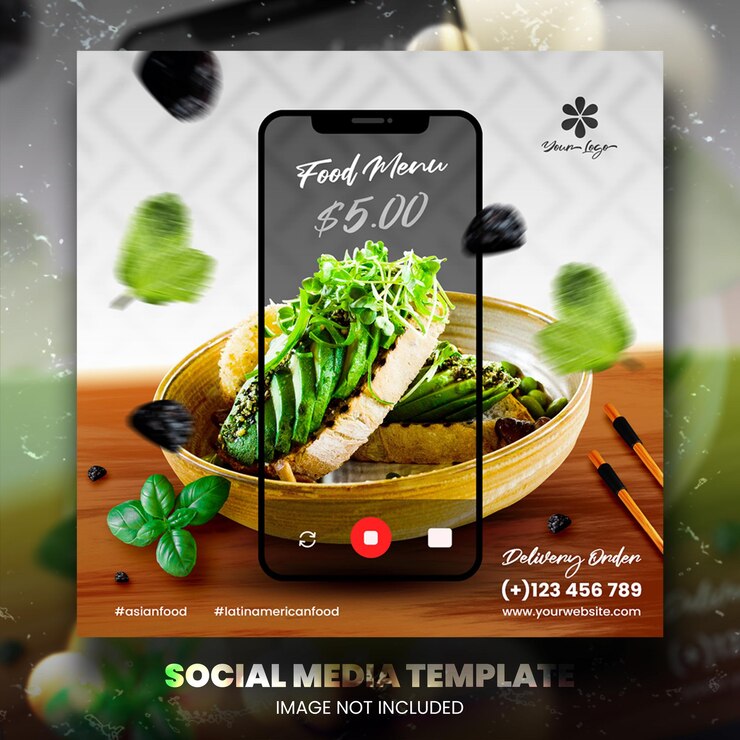 PSD ihre social-media-vorlage für promo food
