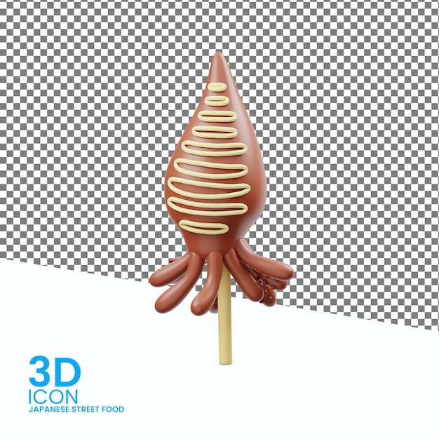 Ikayaki comida de rua japonesa ícone 3D