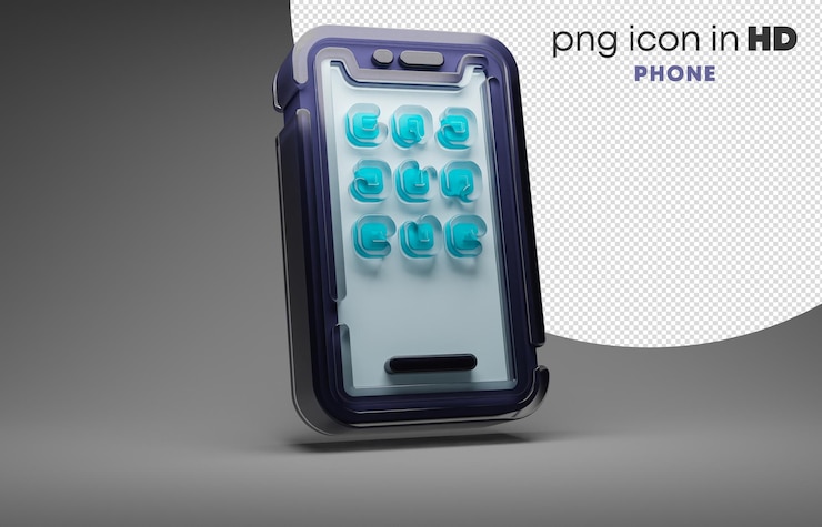 PSD ikon 3d dengan latar belakang transparan - telepon (kanan)