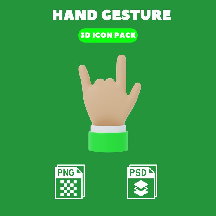 PSD ikon 3d gestur tangan