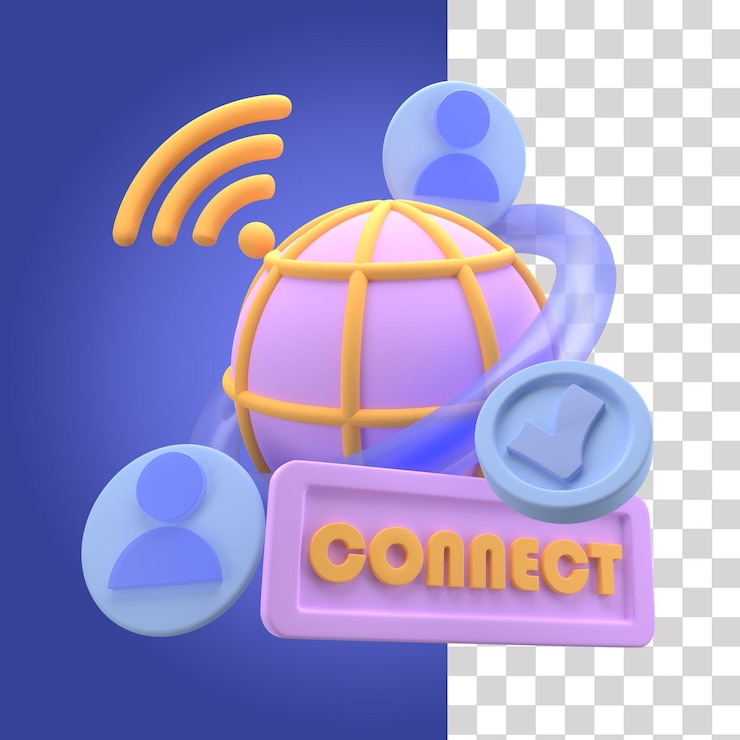 PSD ikon 3d koneksi global