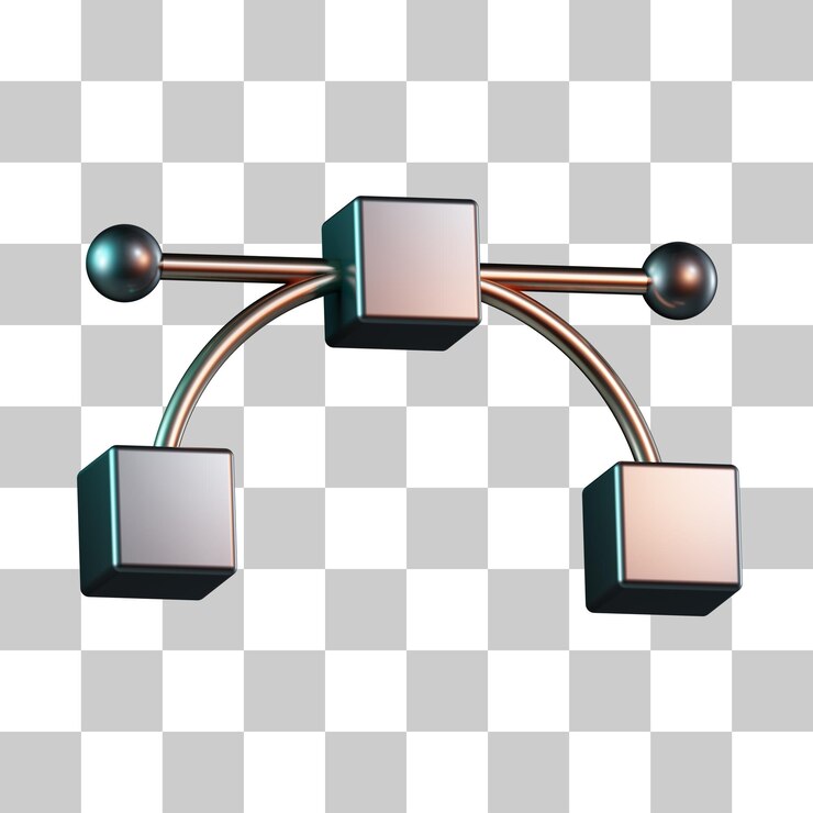 PSD ikon 3d simbol node vektor kurva