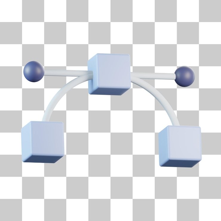 PSD ikon 3d simbol node vektor kurva