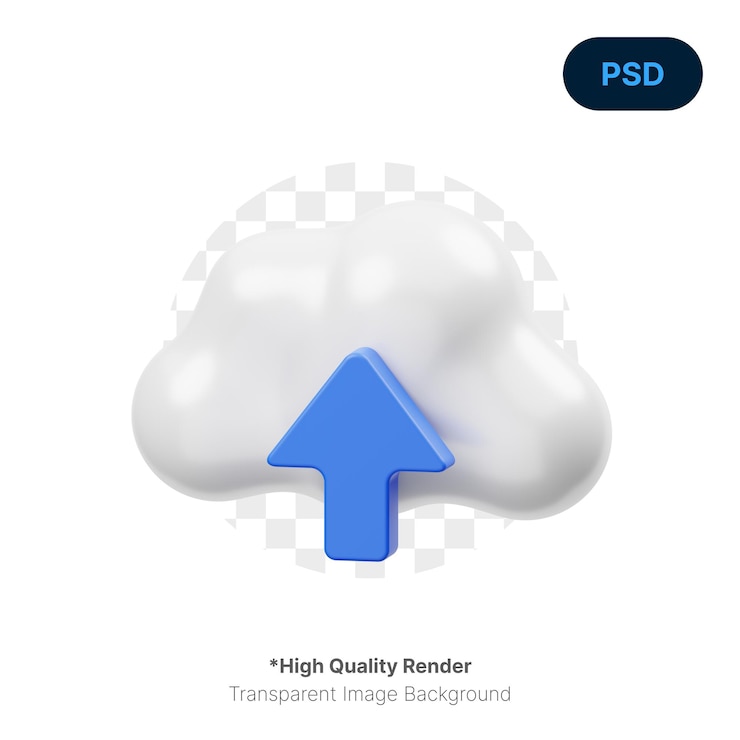 PSD ikon 3d unggah cloud premium psd