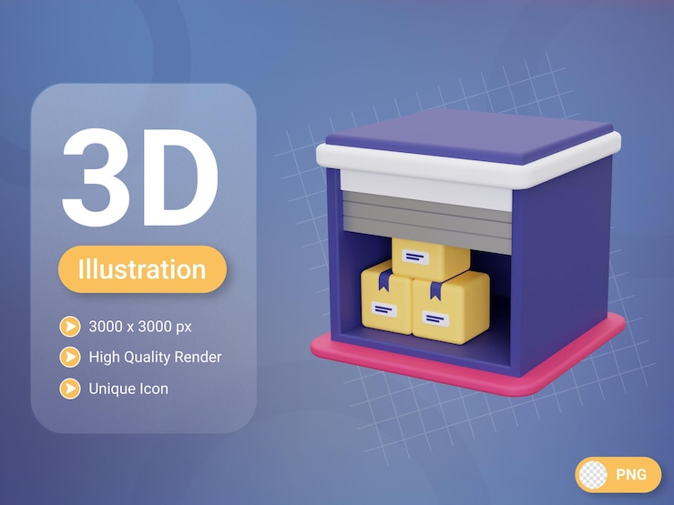 PSD ikon gudang 3d