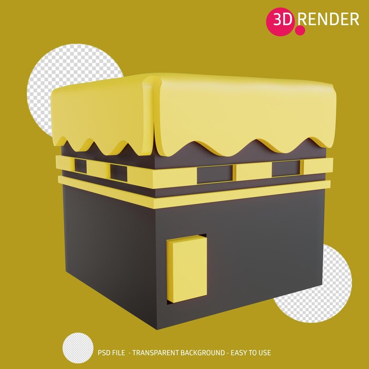 PSD ikon ka'bah render 3d