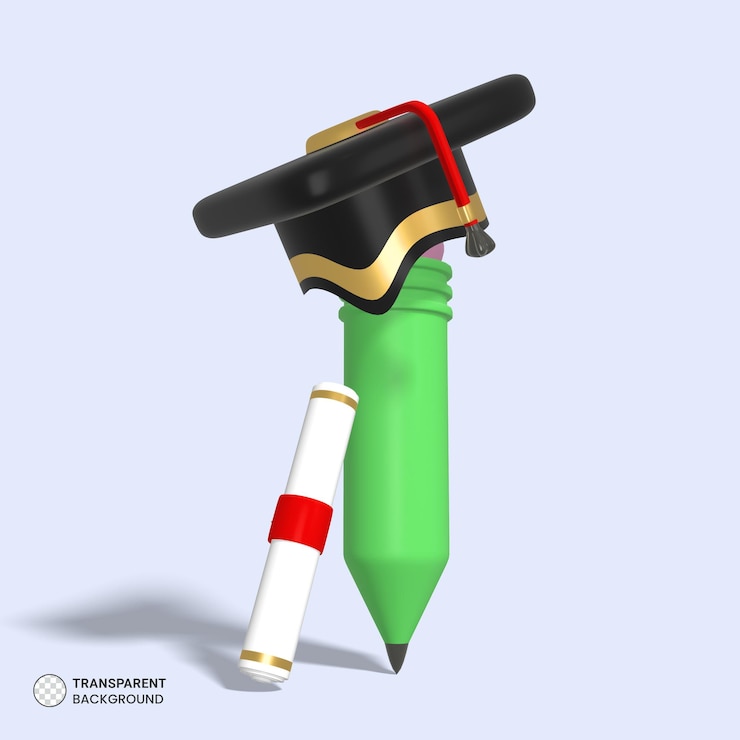 PSD ikon keberhasilan kelulusan terisolasi render 3d ilustrasi