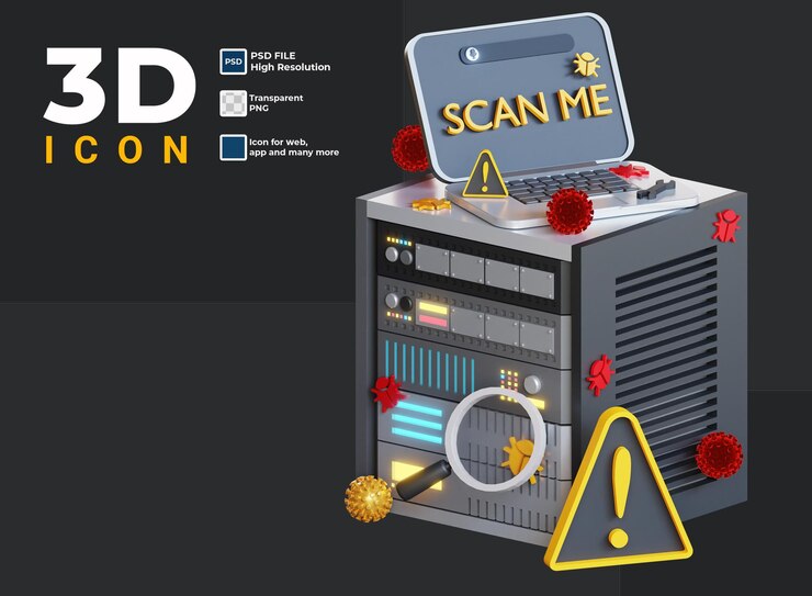 PSD ikon kesalahan server 3d