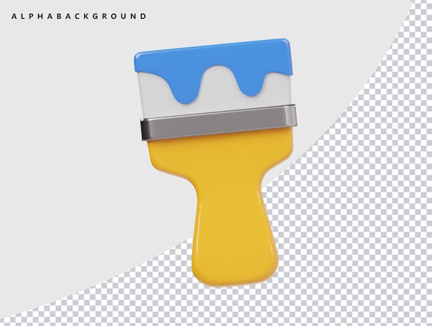 Ikon kuas cat render 3D ilustrasi