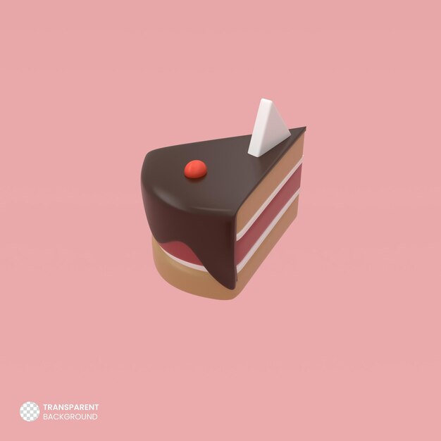 Ikon Kue dan Lilin Terisolasi ilustrasi render 3d