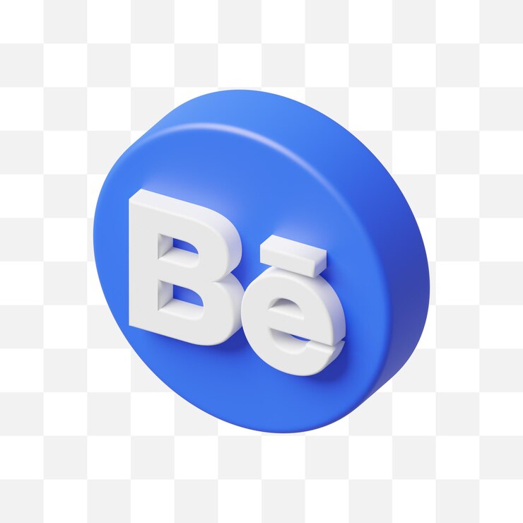 PSD ikon media sosial behance 3d