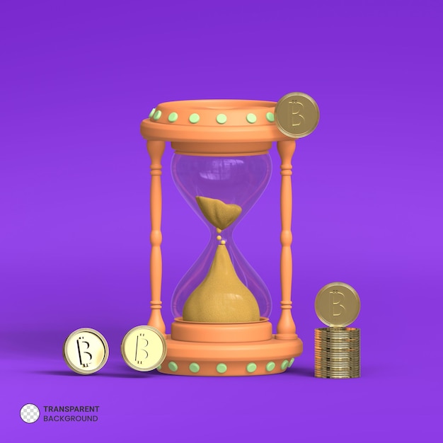 Ikona izolovaných přesýpacích hodin, 3D renderování ilustrace