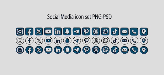 Ikonen für soziale Medien PNGPSD blau