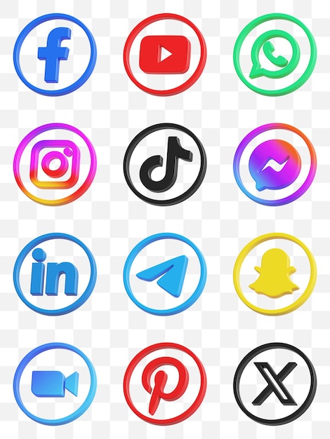 PSD ikonensammlung für soziale medien 3d