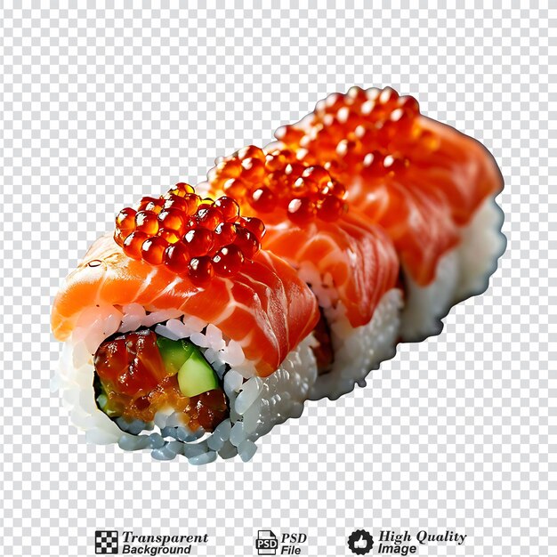 PSD ikura, œuf de saumon, gunkan, maki, sushi isolé sur un fond transparent