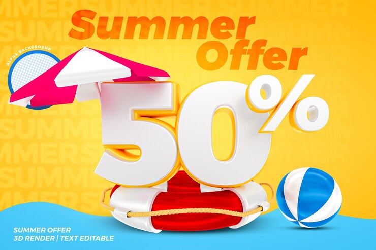 Il 50 per cento dell'estate offre un concetto realistico rendering 3d