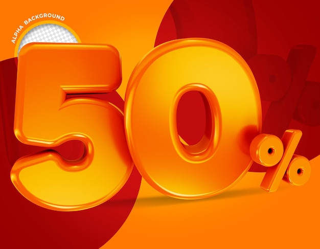 Il 50 percento offre etichetta rendering 3d isolato