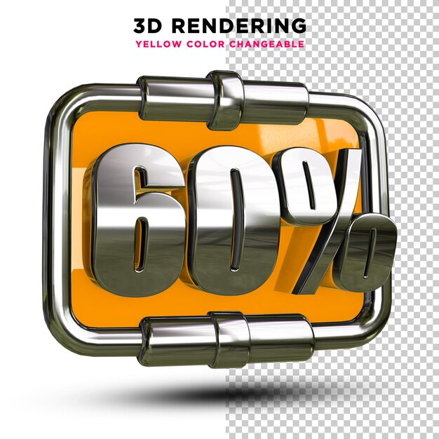 Il 60 percento di colore giallo e acciaio 3D Rendering Alpha Background Psd